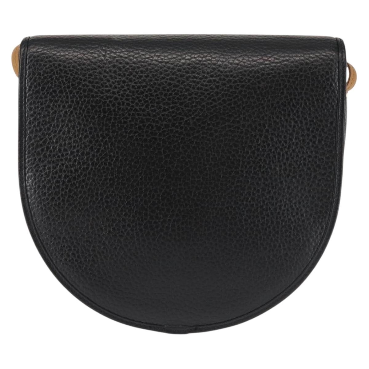 Christian Dior Shoulder Bag Leather Black Gold Auth BA6146