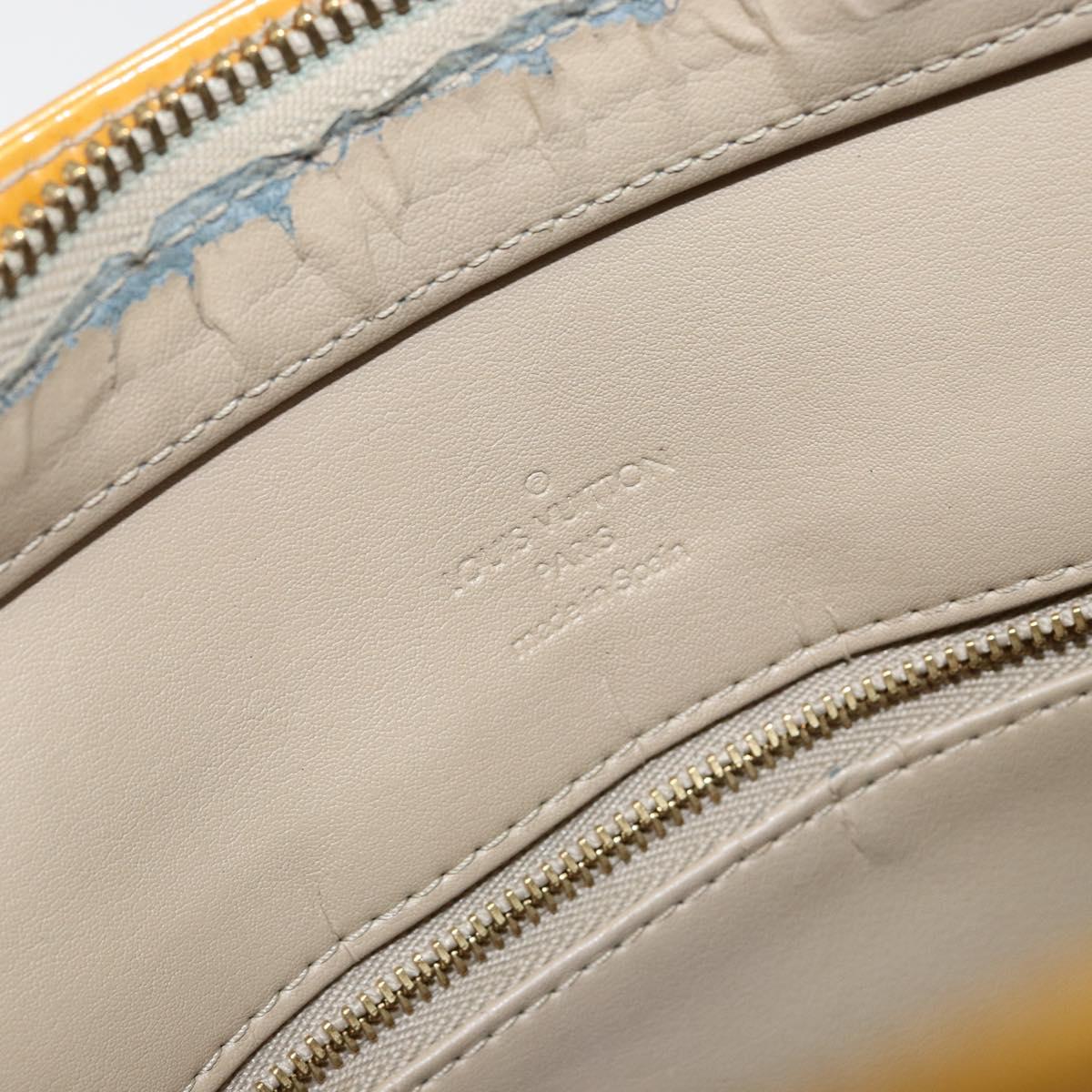 LOUIS VUITTON Monogram Vernis Houston Hand Bag Beige M91004 LV Auth BA6147