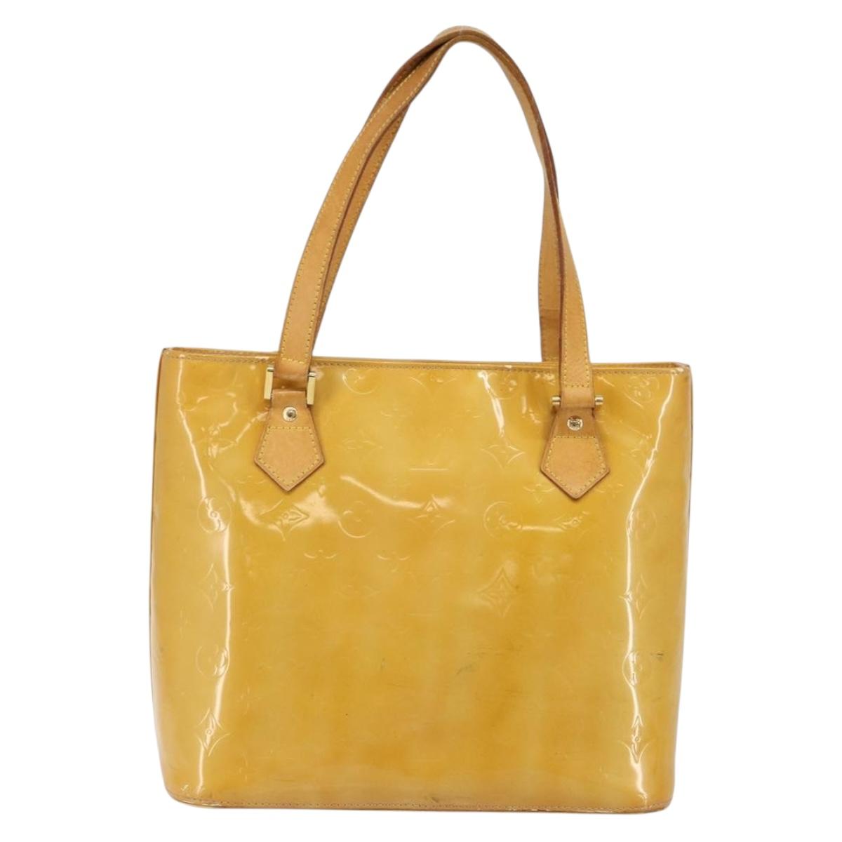 LOUIS VUITTON Monogram Vernis Houston Hand Bag Beige M91004 LV Auth BA6147