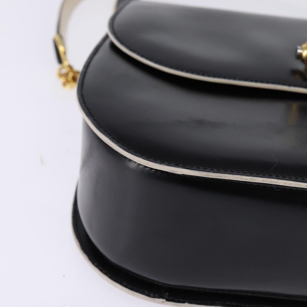 BALLY Shoulder Bag Leather Black Gold Auth BA6151