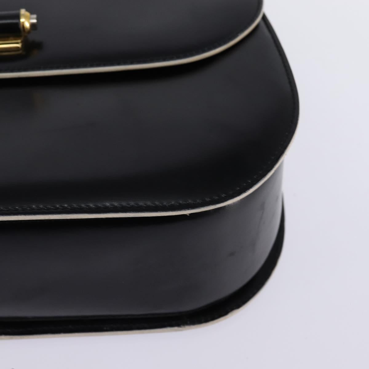 BALLY Shoulder Bag Leather Black Gold Auth BA6151
