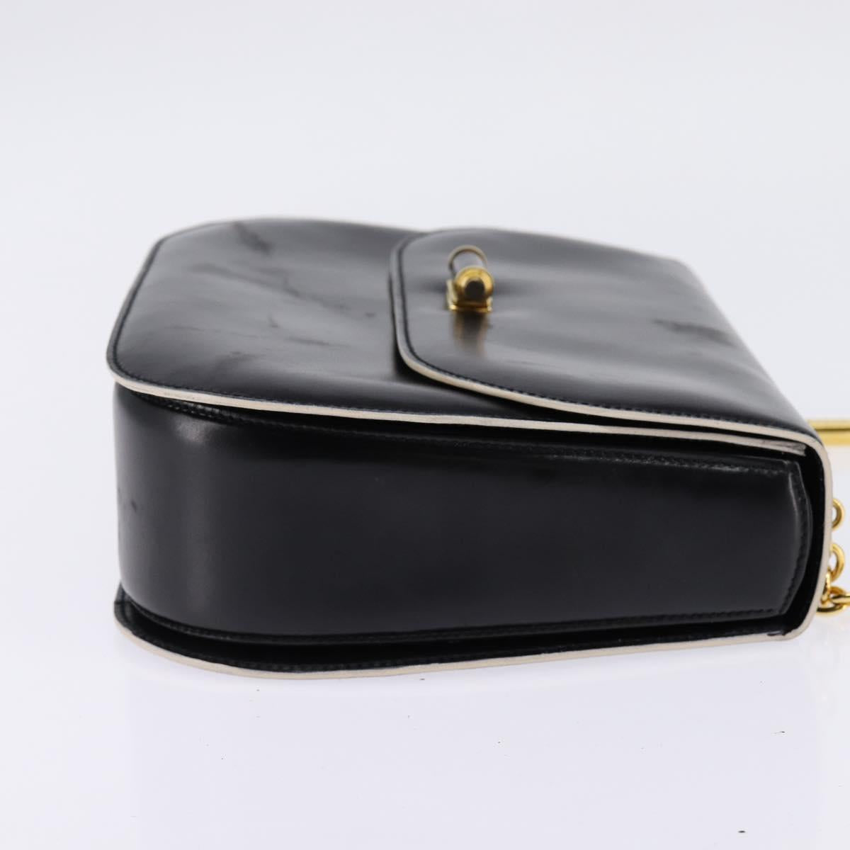 BALLY Shoulder Bag Leather Black Gold Auth BA6151