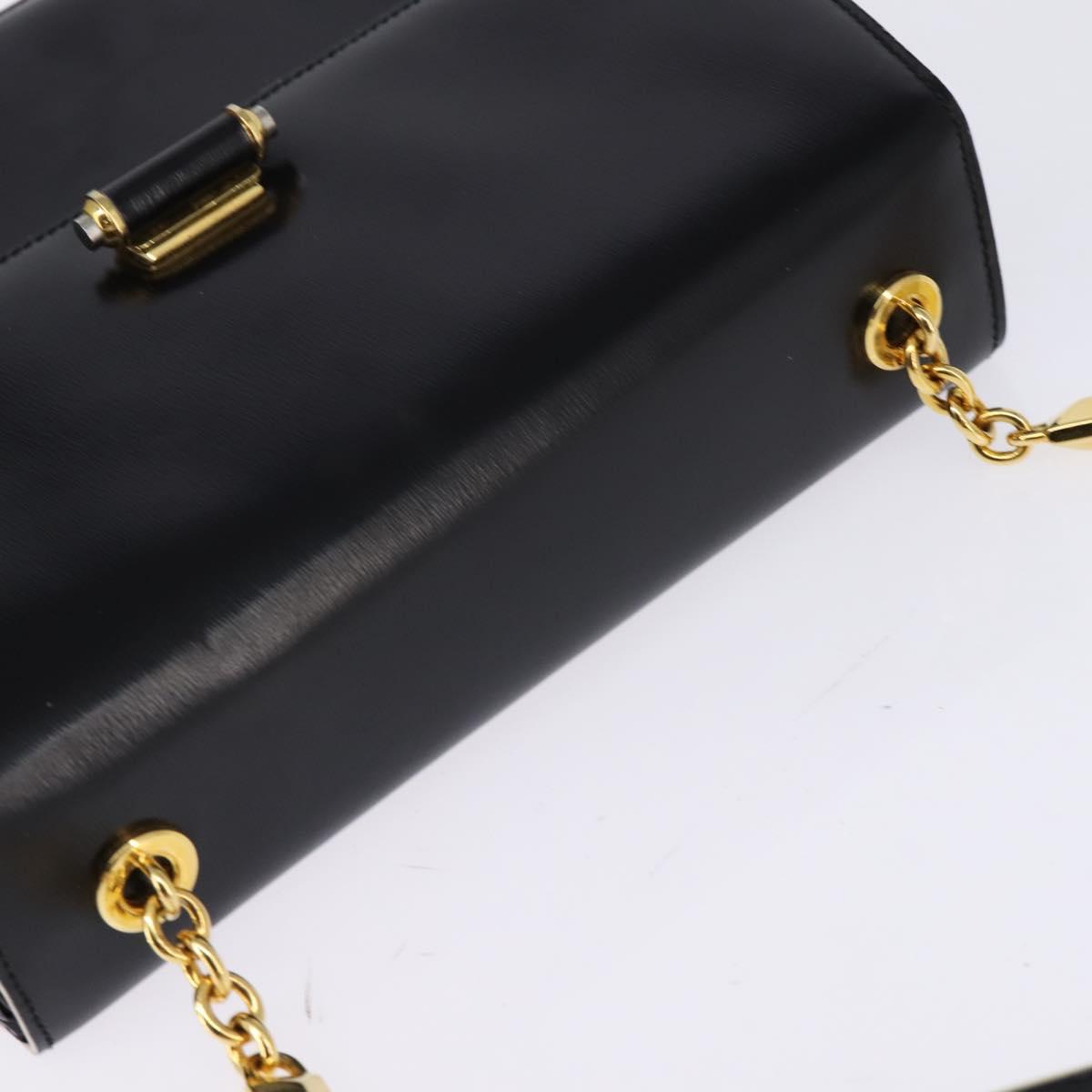 BALLY Shoulder Bag Leather Black Gold Auth BA6151
