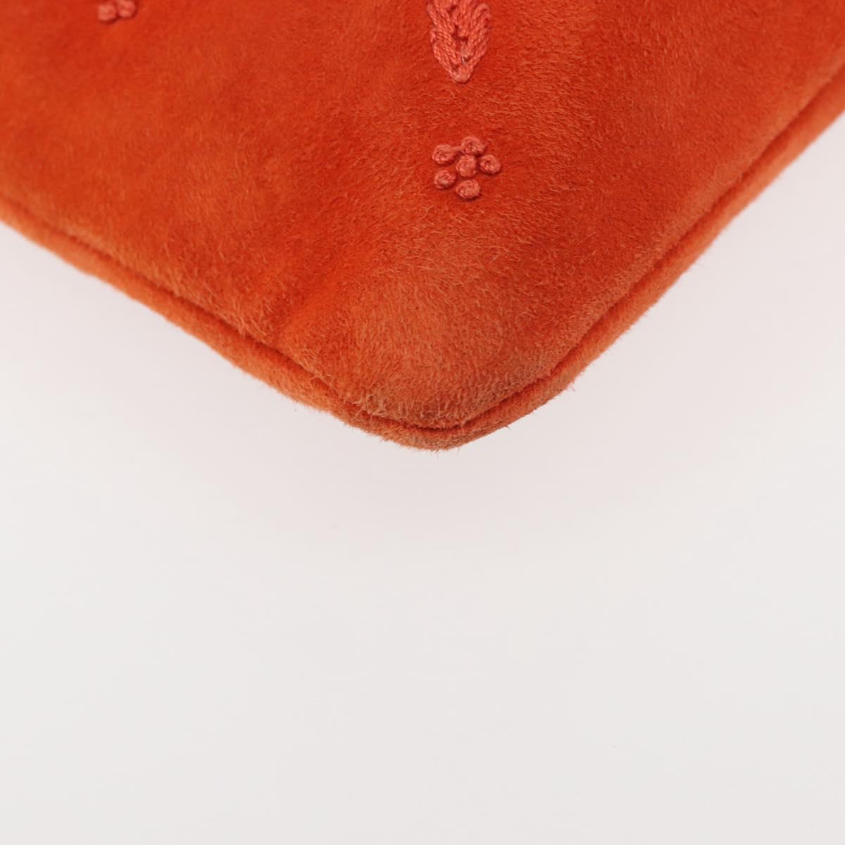 BOTTEGA VENETA Hand Bag Suede Orange Silver Auth BA6156