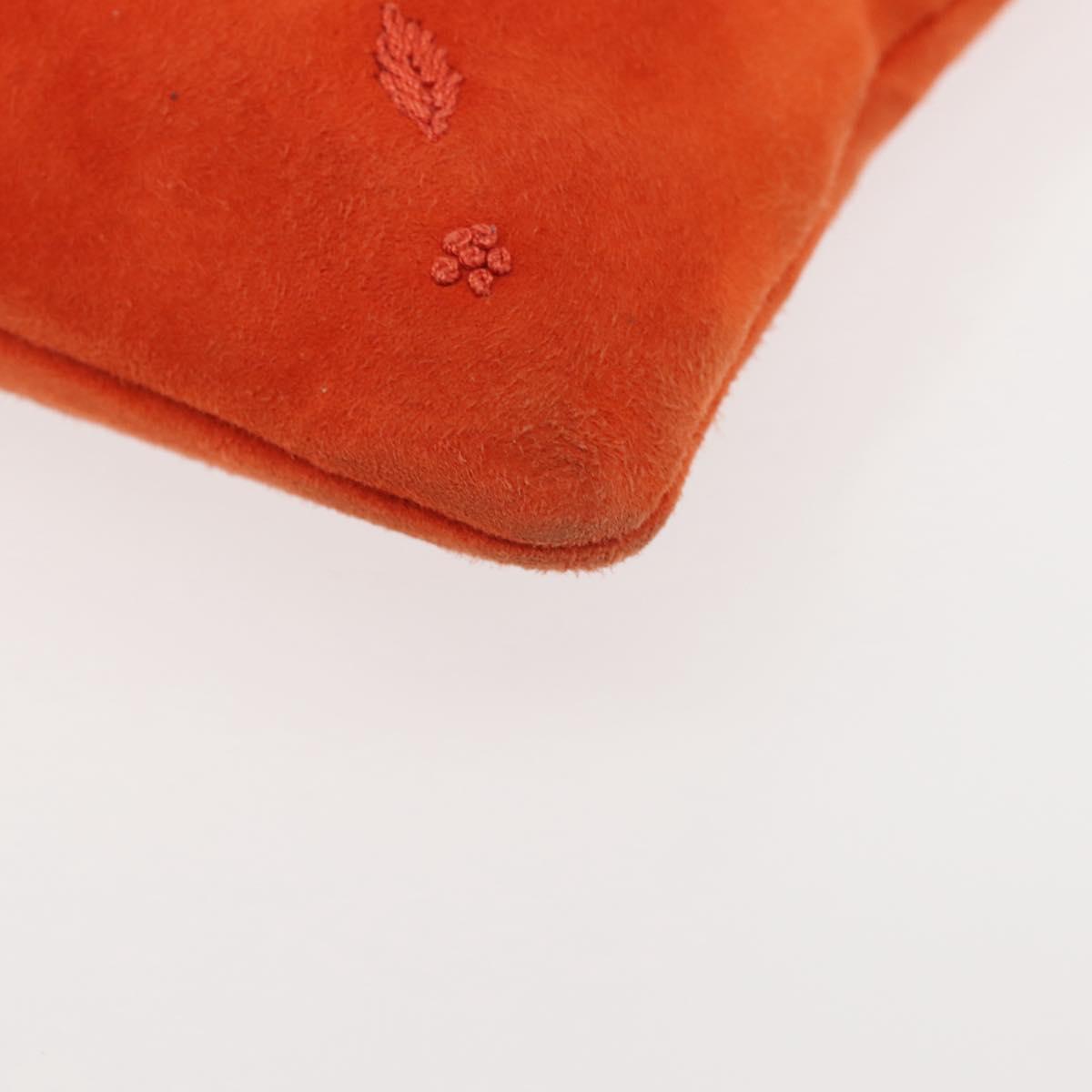 BOTTEGA VENETA Hand Bag Suede Orange Silver Auth BA6156