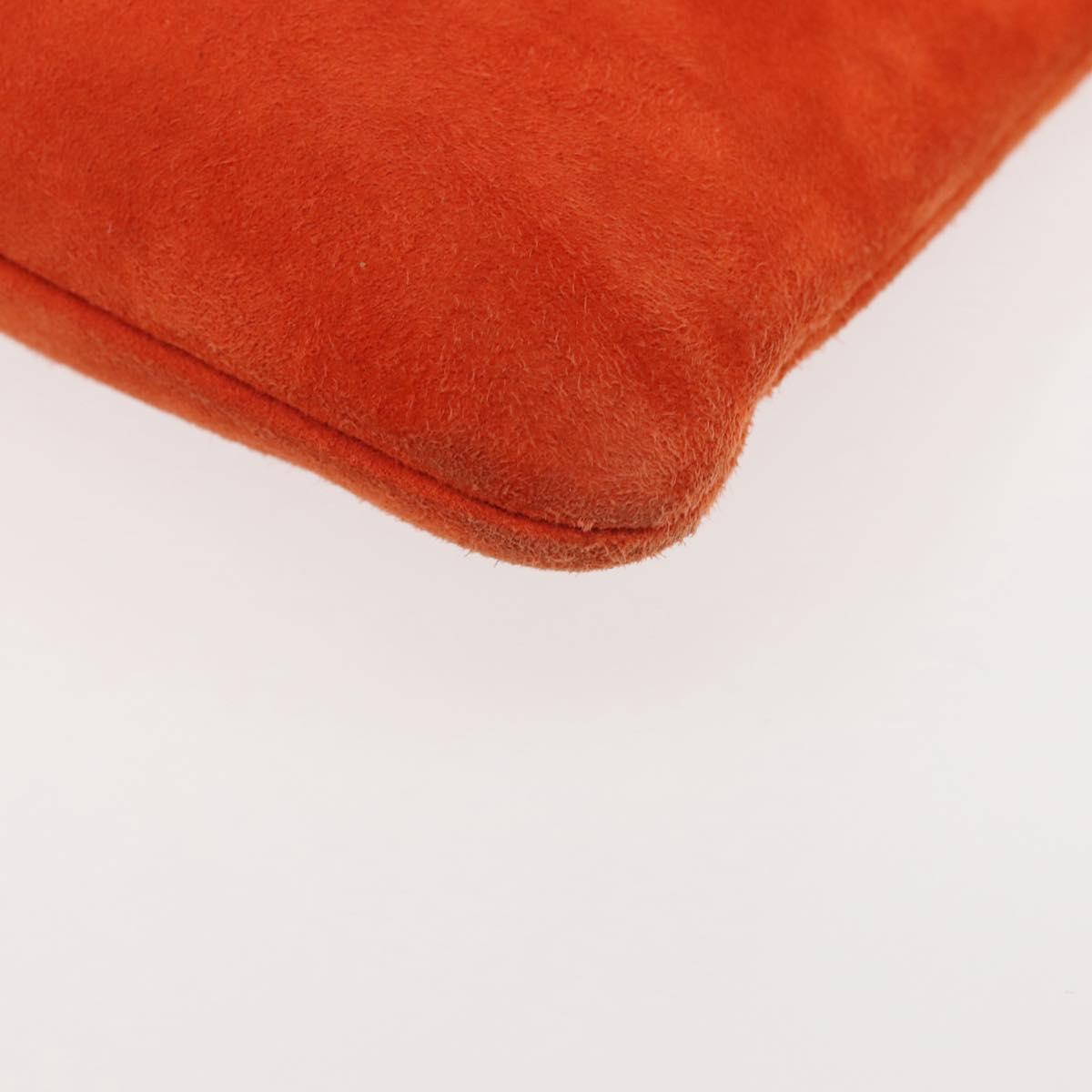 BOTTEGA VENETA Hand Bag Suede Orange Silver Auth BA6156