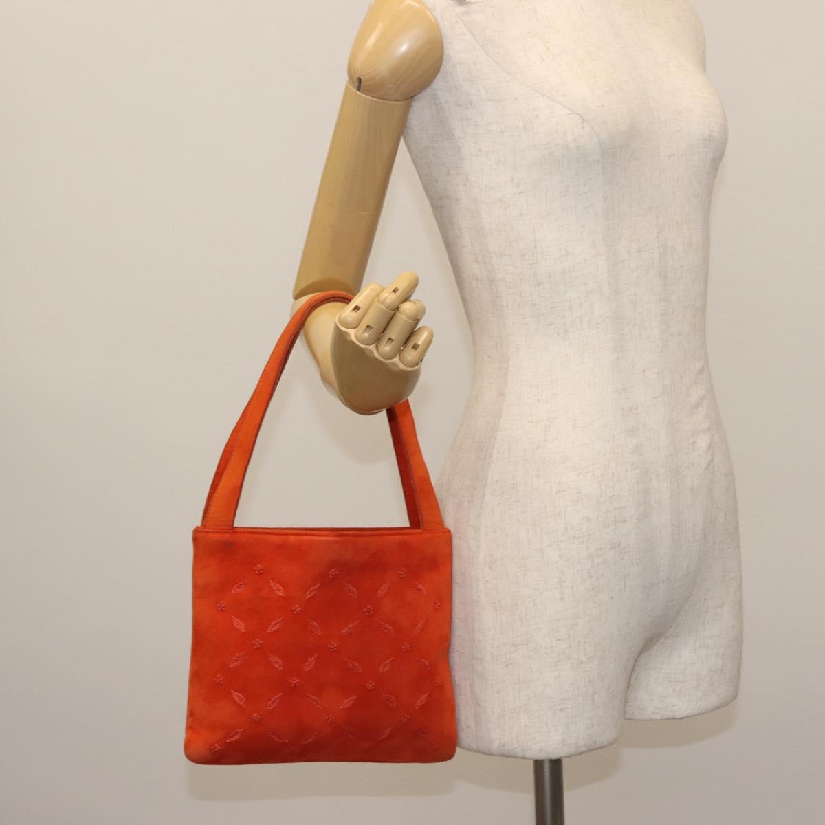 BOTTEGA VENETA Hand Bag Suede Orange Silver Auth BA6156