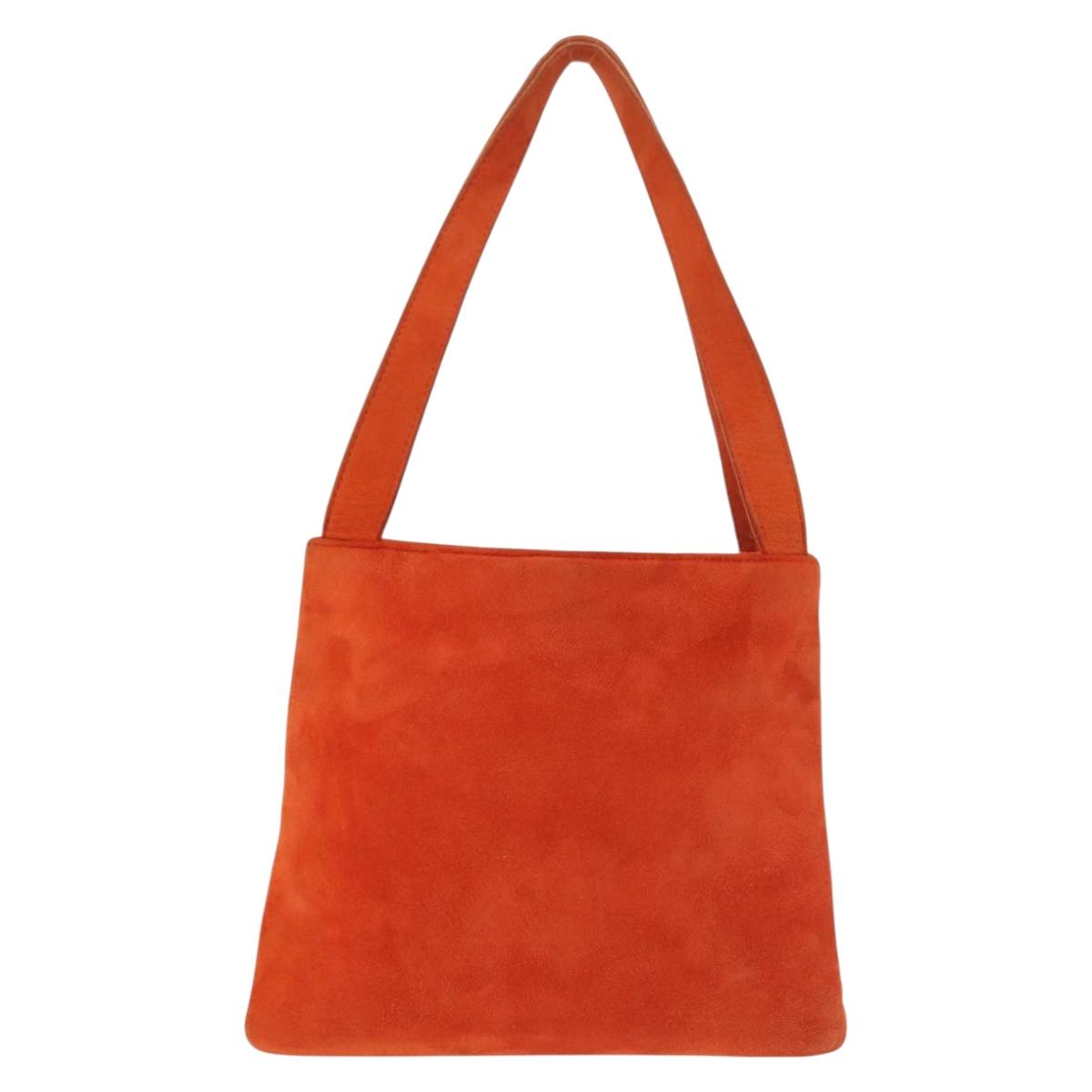 BOTTEGA VENETA Hand Bag Suede Orange Silver Auth BA6156