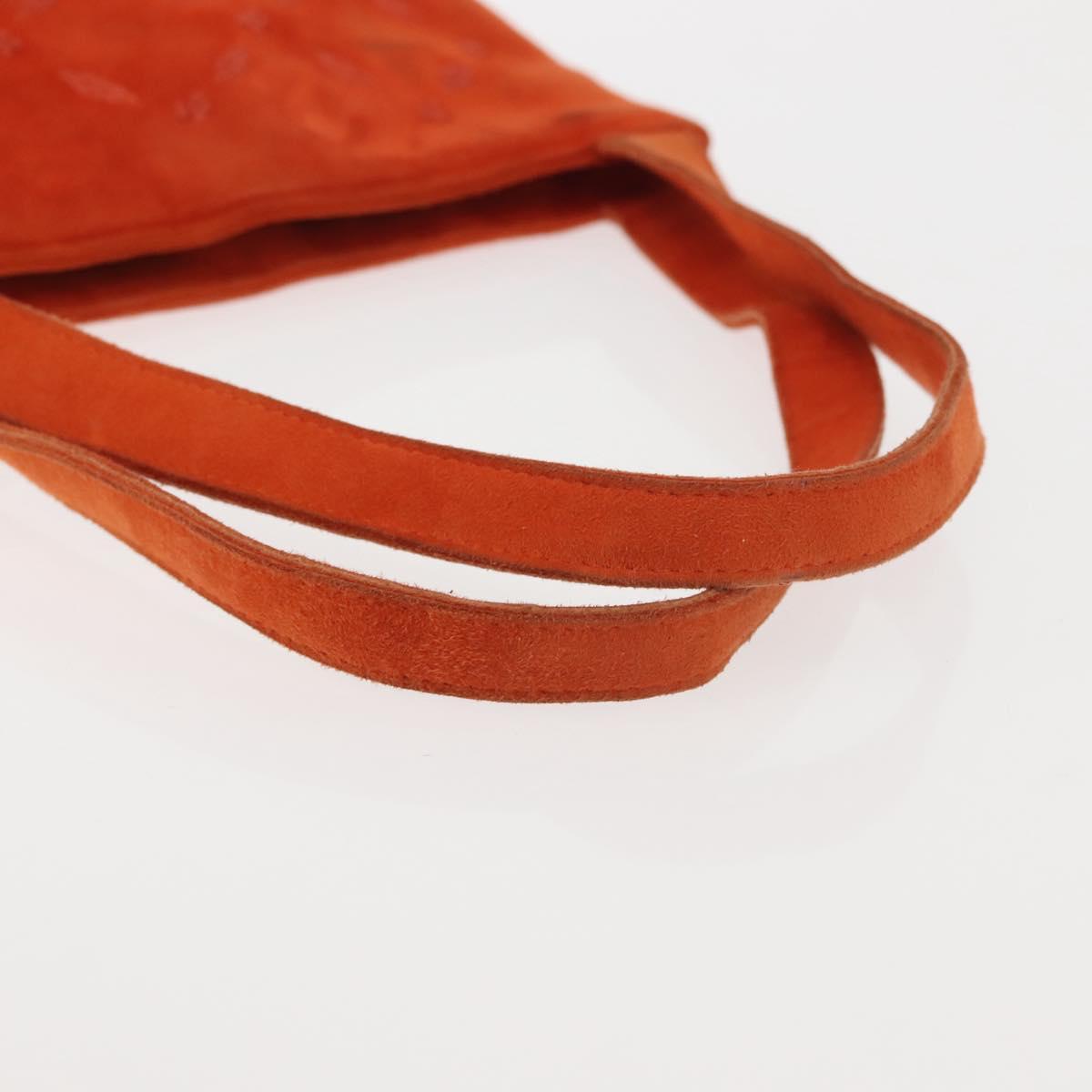 BOTTEGA VENETA Hand Bag Suede Orange Silver Auth BA6156