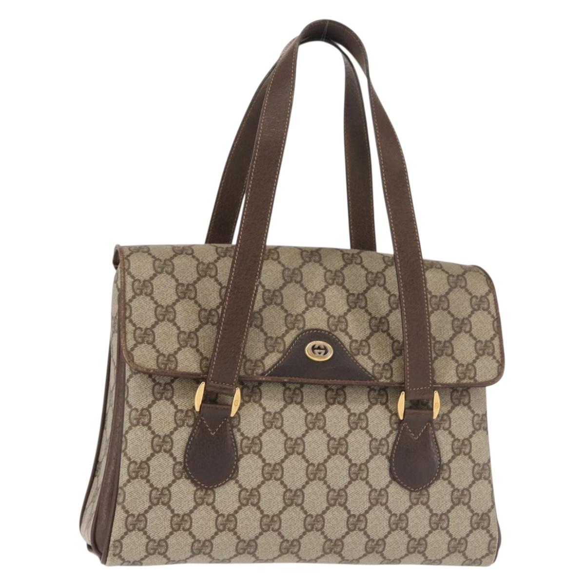 GUCCI GG Supreme Hand Bag PVC Beige Gold 116 02 080 Auth BA6160