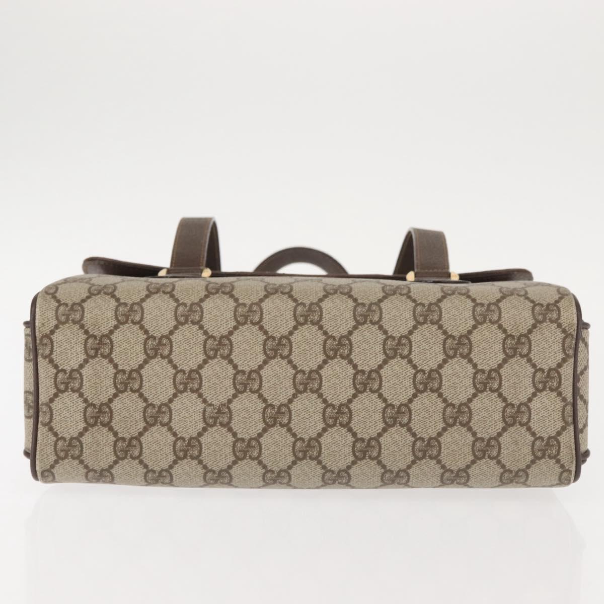 GUCCI GG Supreme Hand Bag PVC Beige Gold 116 02 080 Auth BA6160