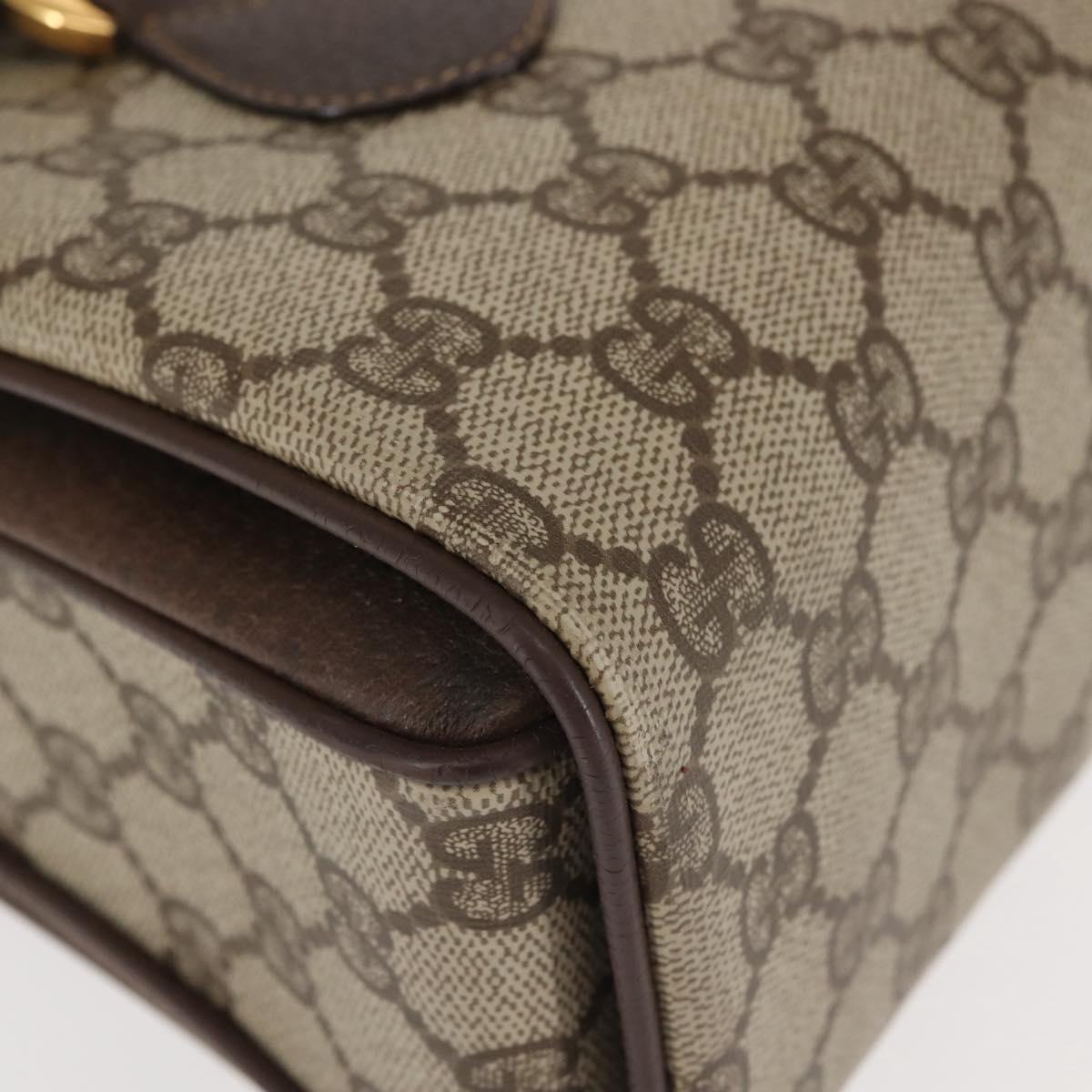 GUCCI GG Supreme Hand Bag PVC Beige Gold 116 02 080 Auth BA6160