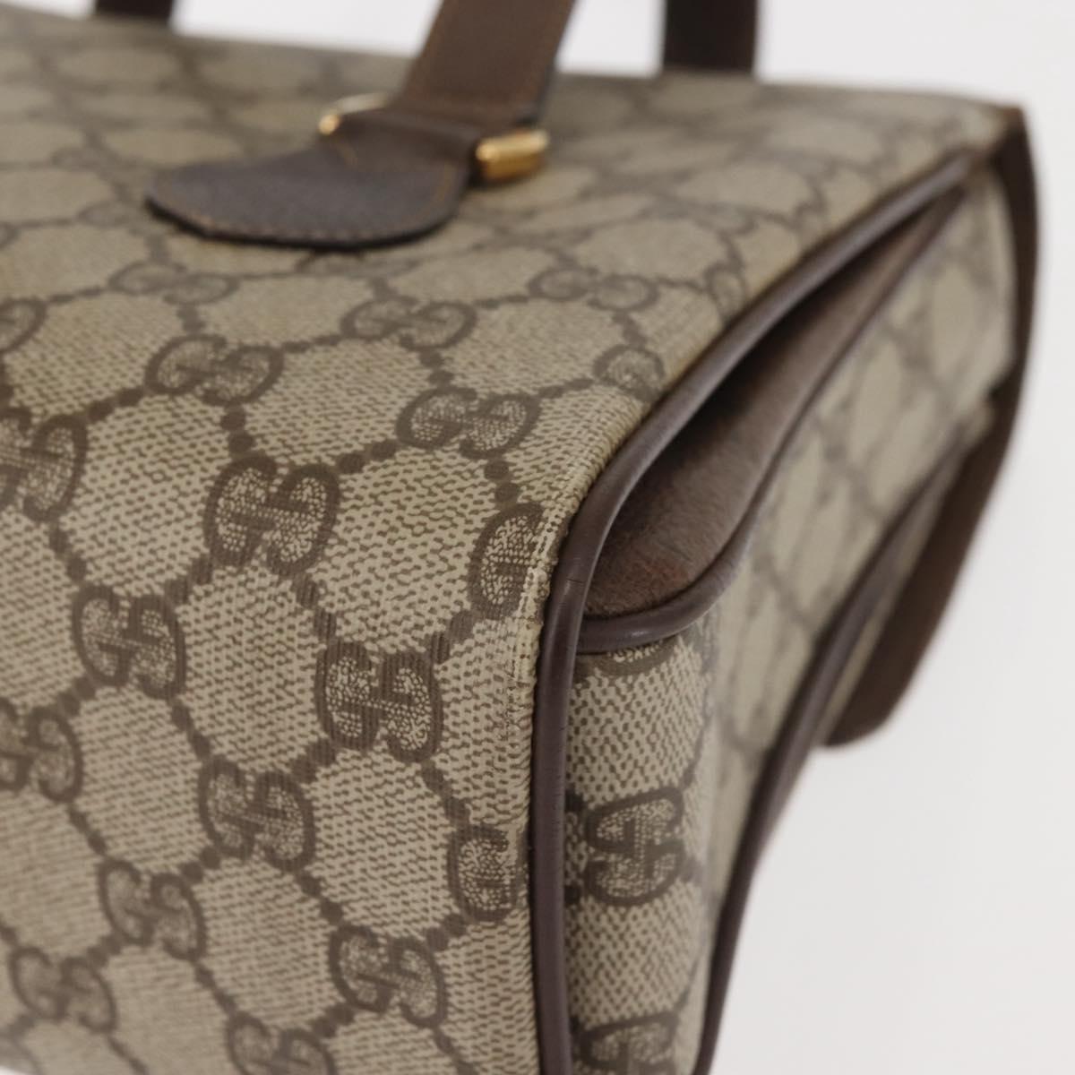 GUCCI GG Supreme Hand Bag PVC Beige Gold 116 02 080 Auth BA6160