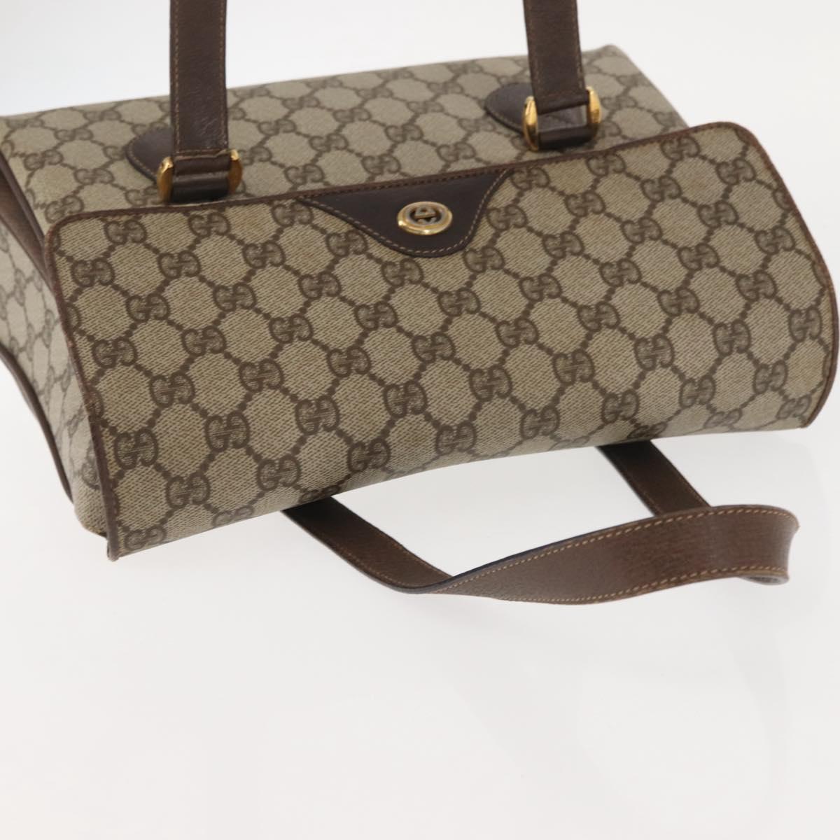 GUCCI GG Supreme Hand Bag PVC Beige Gold 116 02 080 Auth BA6160