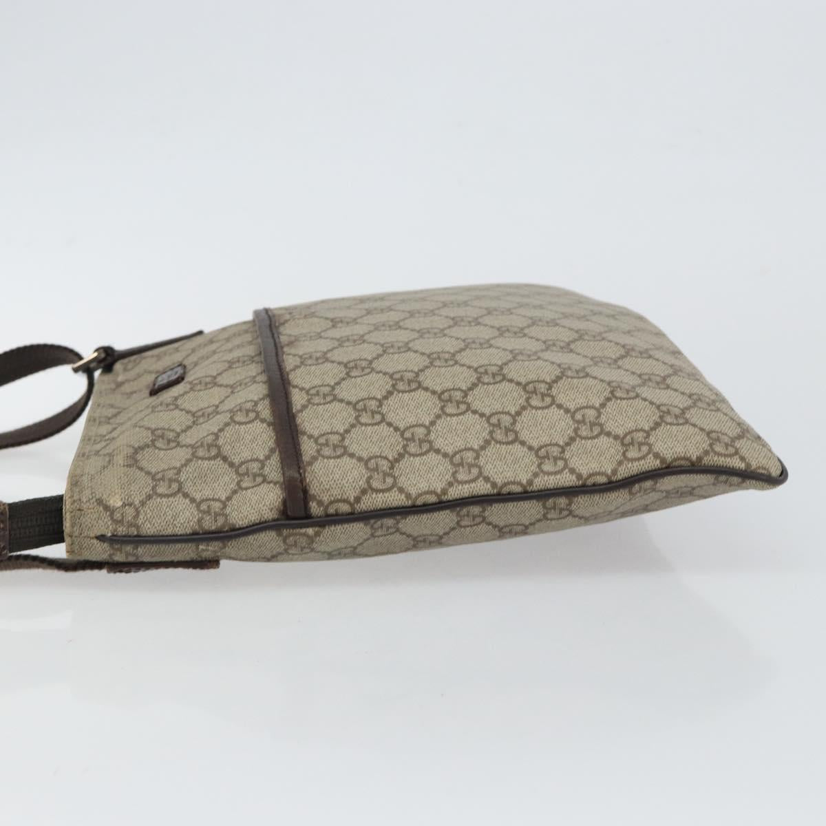 GUCCI GG Supreme Shoulder Bag PVC Beige Silver 141626 Auth BA6168