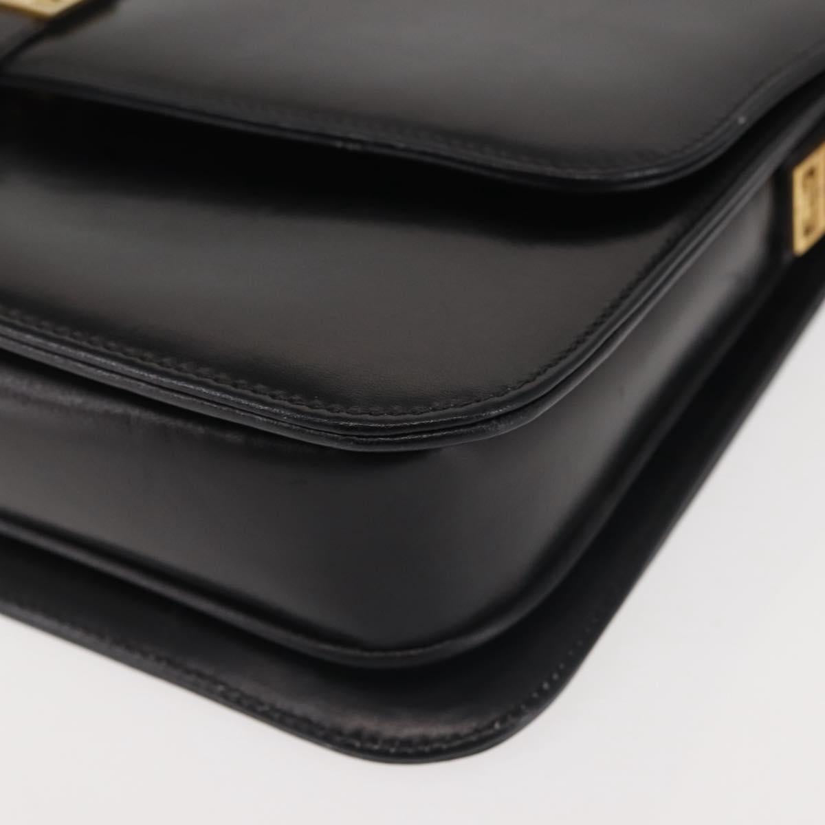 GIVENCHY Shoulder Bag Leather Black Gold Auth BA6169