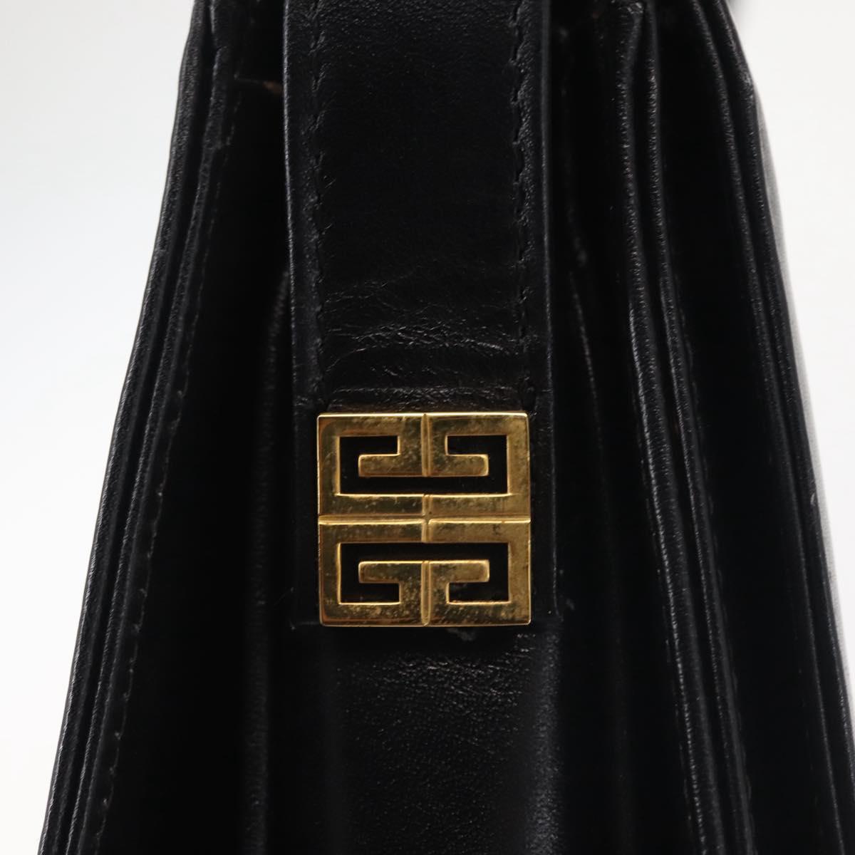 GIVENCHY Shoulder Bag Leather Black Gold Auth BA6169