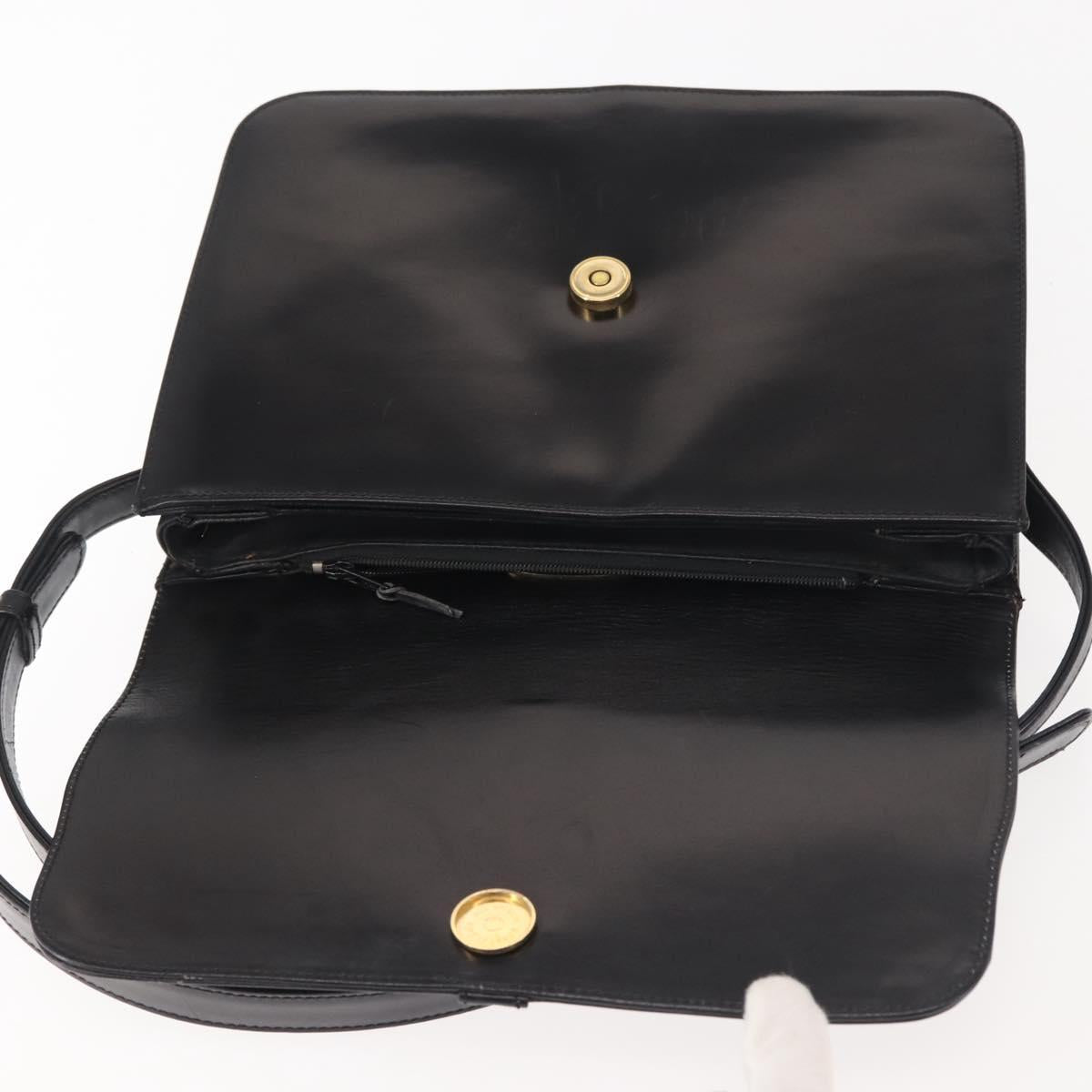 GIVENCHY Shoulder Bag Leather Black Gold Auth BA6169