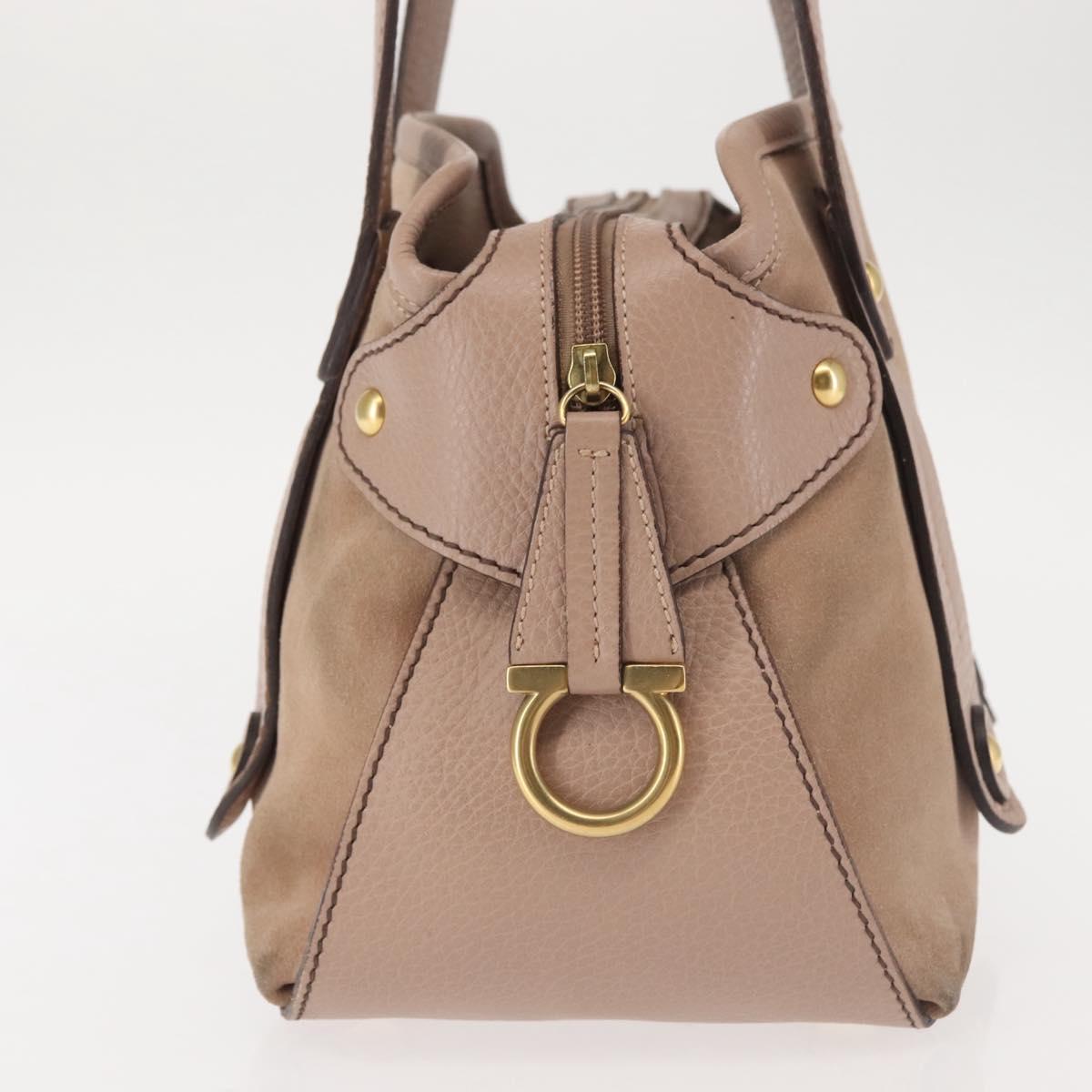 Salvatore Ferragamo Gancini Tote Bag Leather Pink Gold Auth BA6171