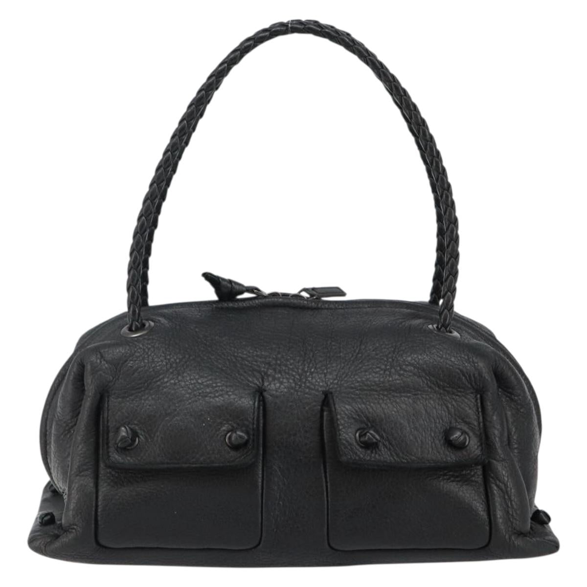 BOTTEGA VENETA Hand Bag Leather Black 131695 Auth BA6172