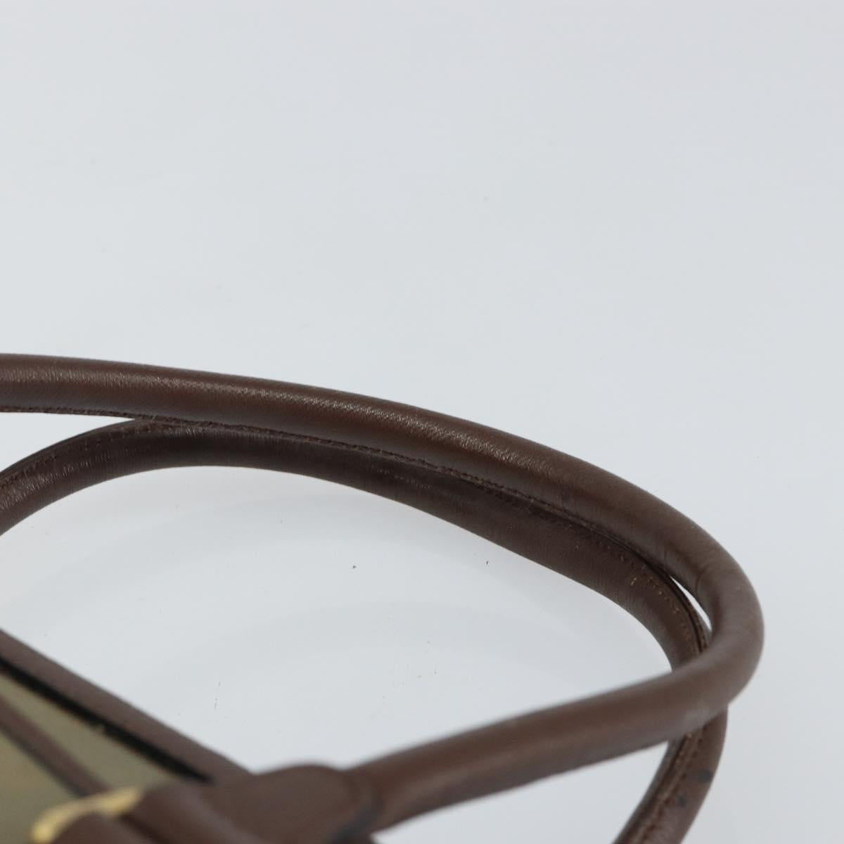 Burberrys Nova Check Hand Bag Canvas Leather Beige Gold Auth BA6175