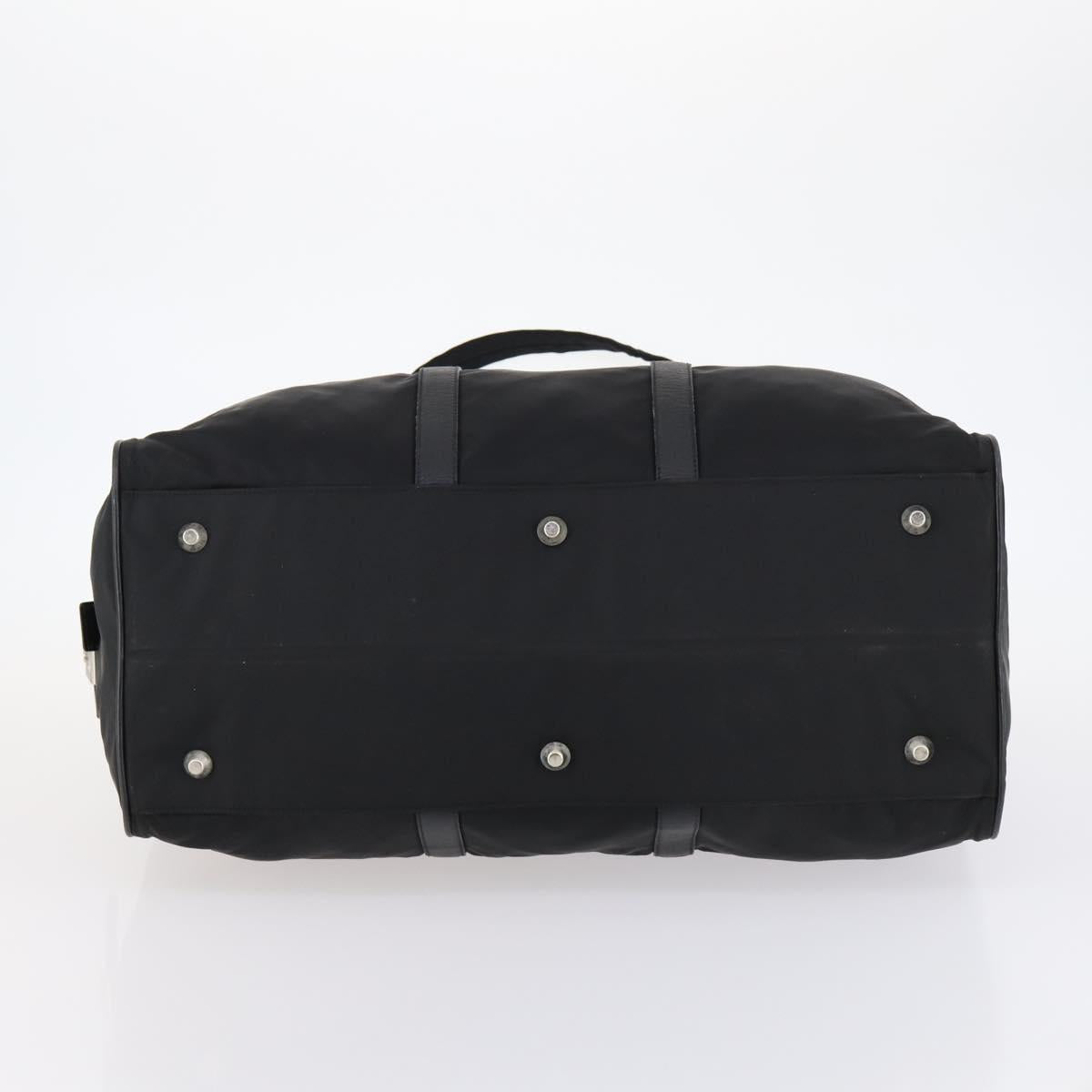 PRADA Boston Bag Nylon 2way Black Silver Auth BA6184