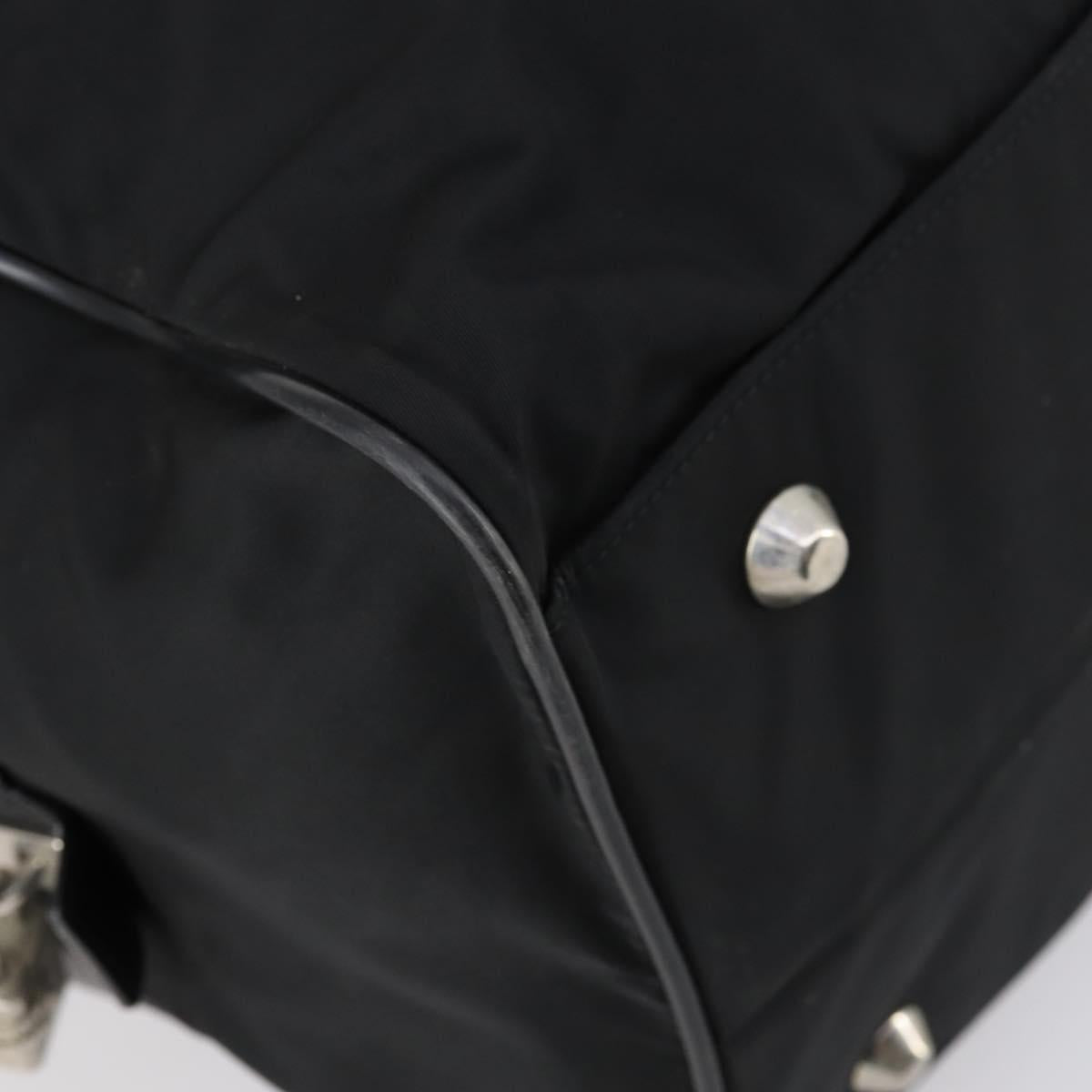 PRADA Boston Bag Nylon 2way Black Silver Auth BA6184