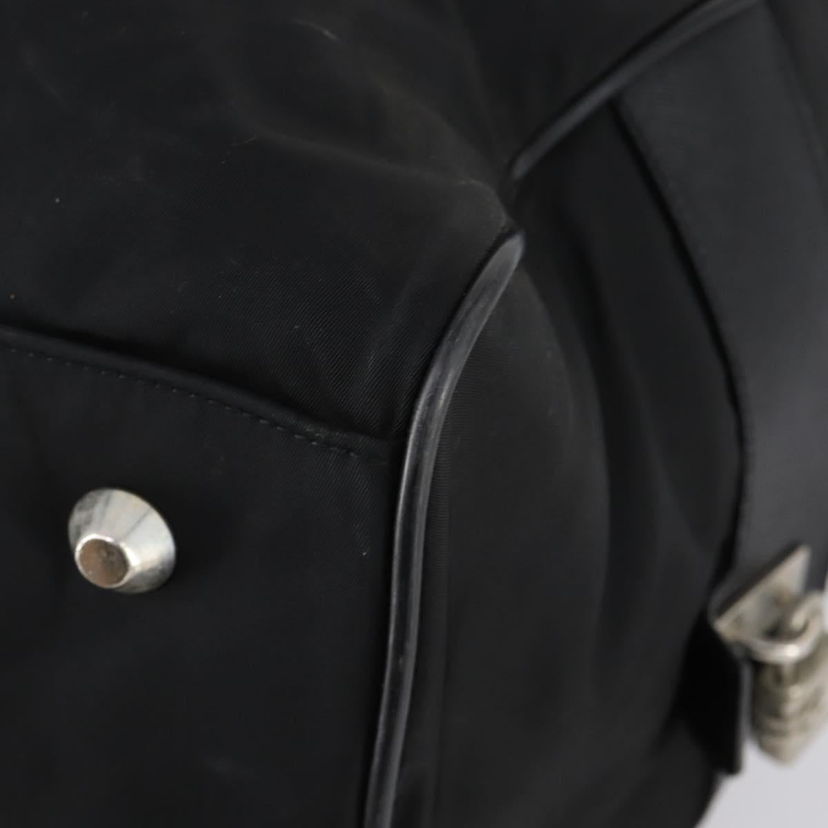 PRADA Boston Bag Nylon 2way Black Silver Auth BA6184