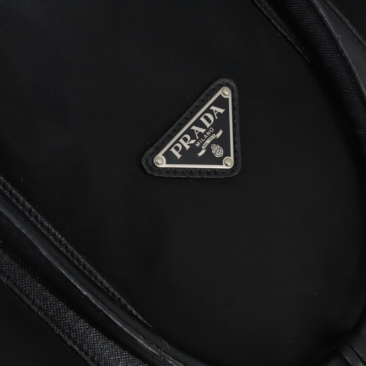 PRADA Boston Bag Nylon 2way Black Silver Auth BA6184