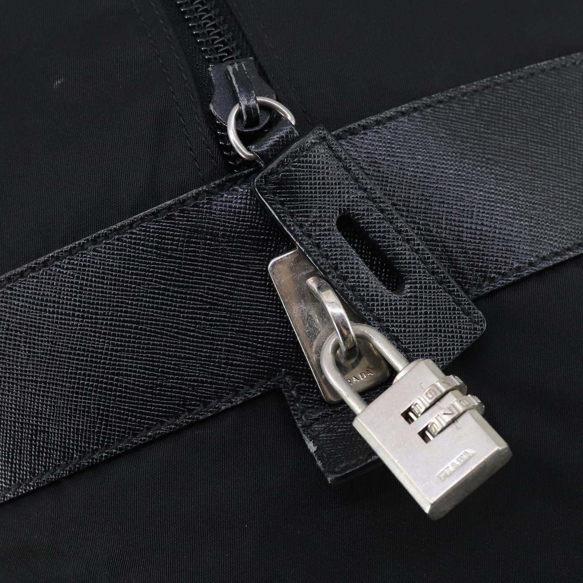 PRADA Boston Bag Nylon 2way Black Silver Auth BA6184