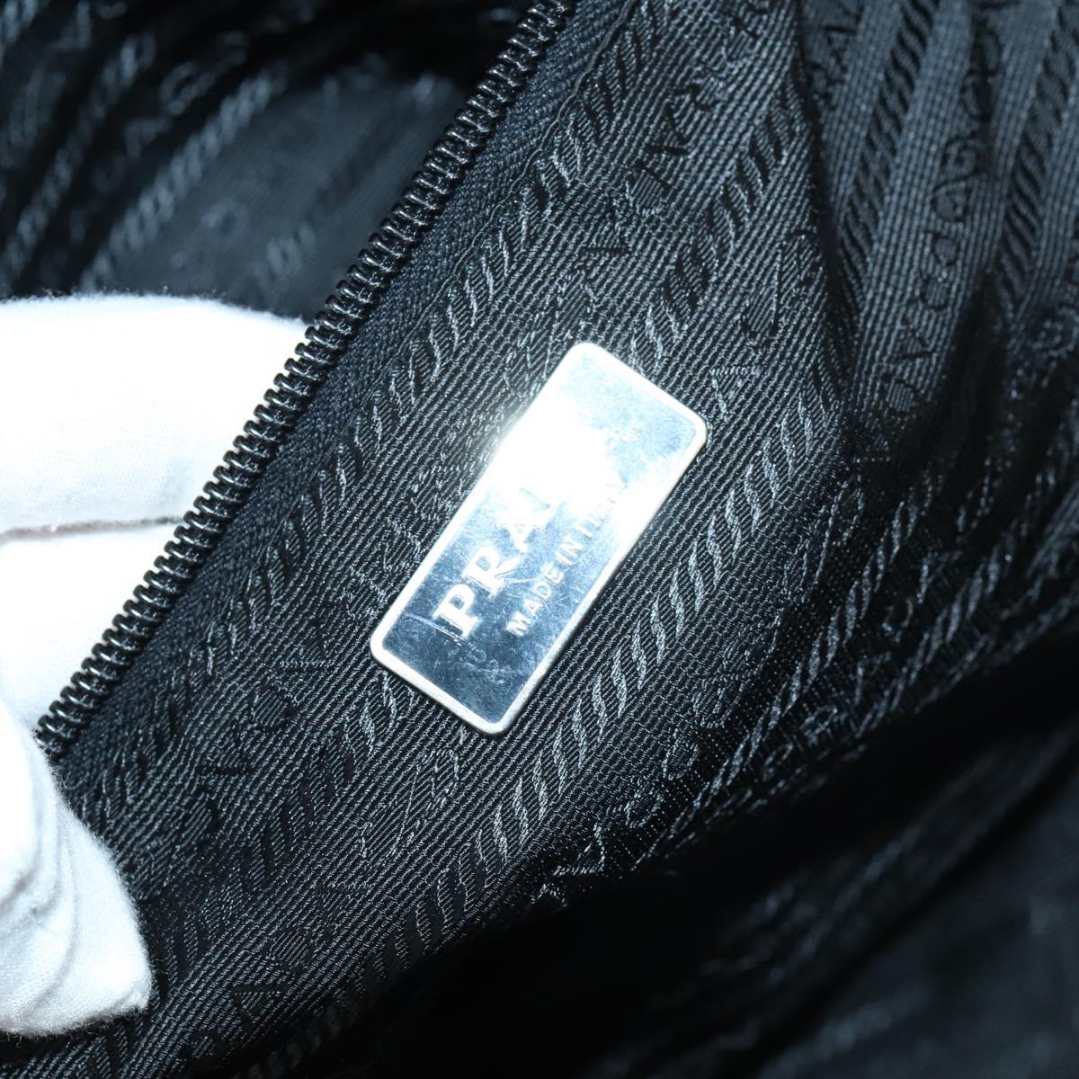 PRADA Boston Bag Nylon 2way Black Silver Auth BA6184