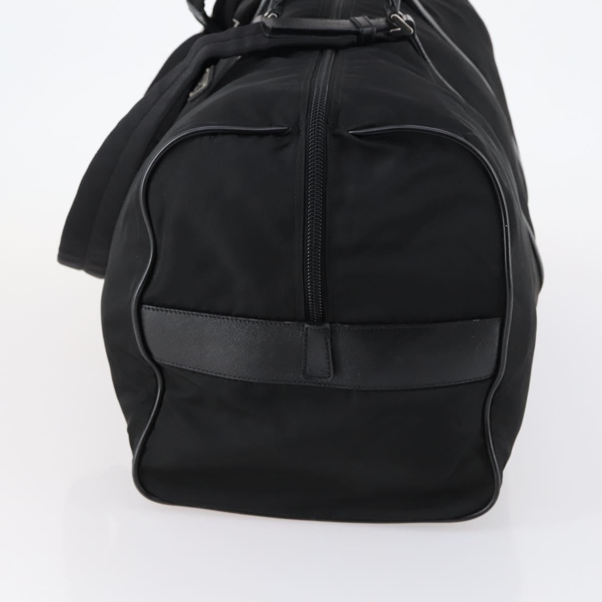 PRADA Boston Bag Nylon 2way Black Silver Auth BA6184