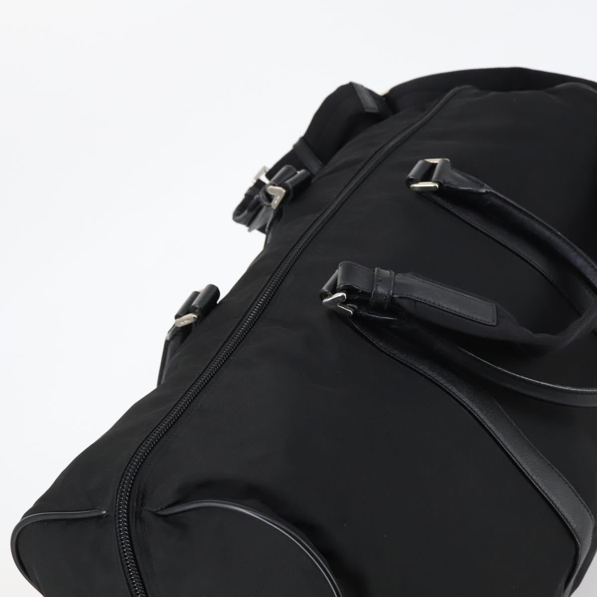 PRADA Boston Bag Nylon 2way Black Silver Auth BA6184