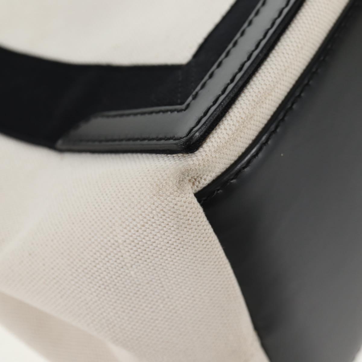 BALENCIAGA Navy Cabas S Bag Canvas Leather White Black 339933 Auth BA6186M