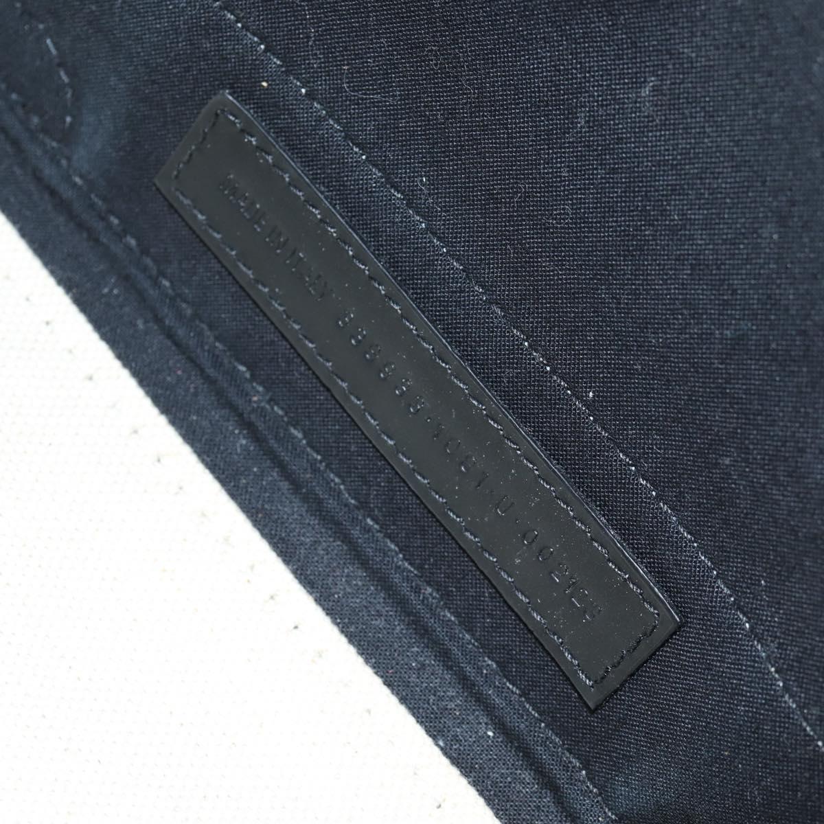 BALENCIAGA Navy Cabas S Bag Canvas Leather White Black 339933 Auth BA6186M