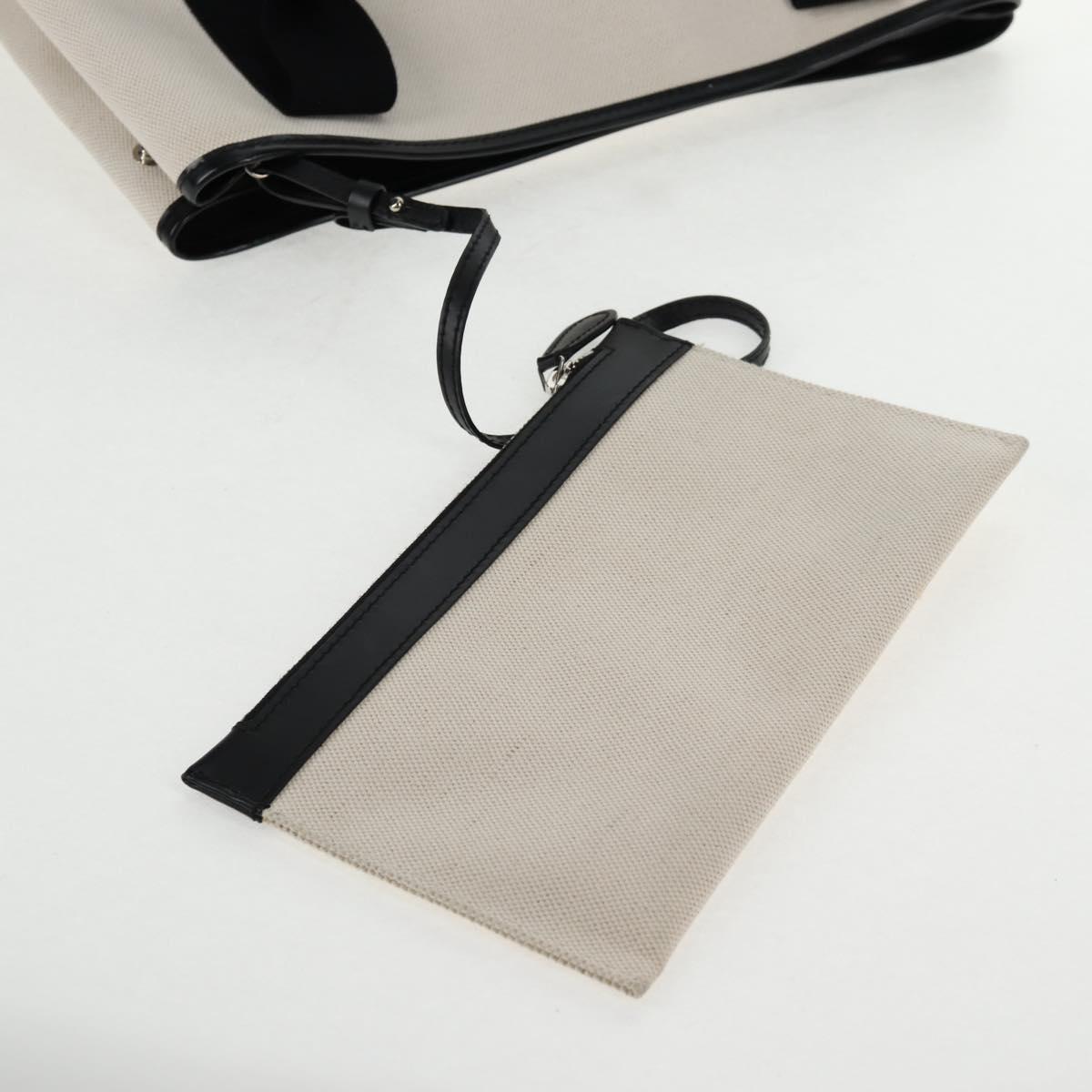 BALENCIAGA Navy Cabas S Bag Canvas Leather White Black 339933 Auth BA6186M