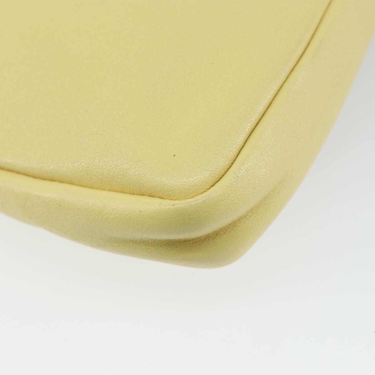 Jimmy Choo Studs Clutch Bag Leather Yellow Silver Auth BA6189