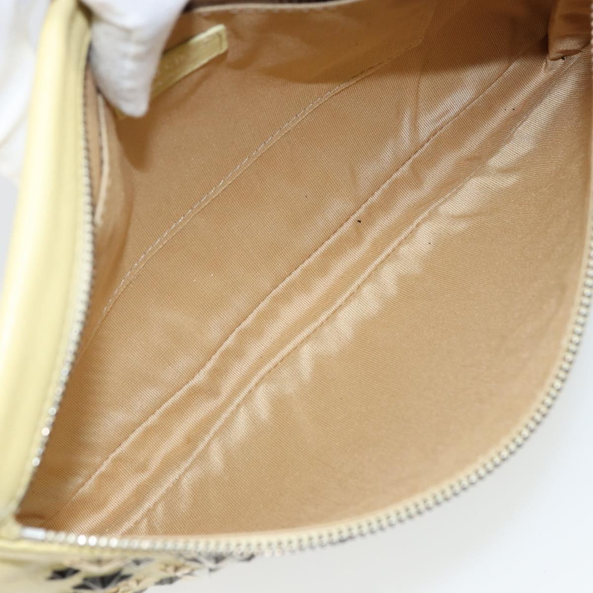 Jimmy Choo Studs Clutch Bag Leather Yellow Silver Auth BA6189