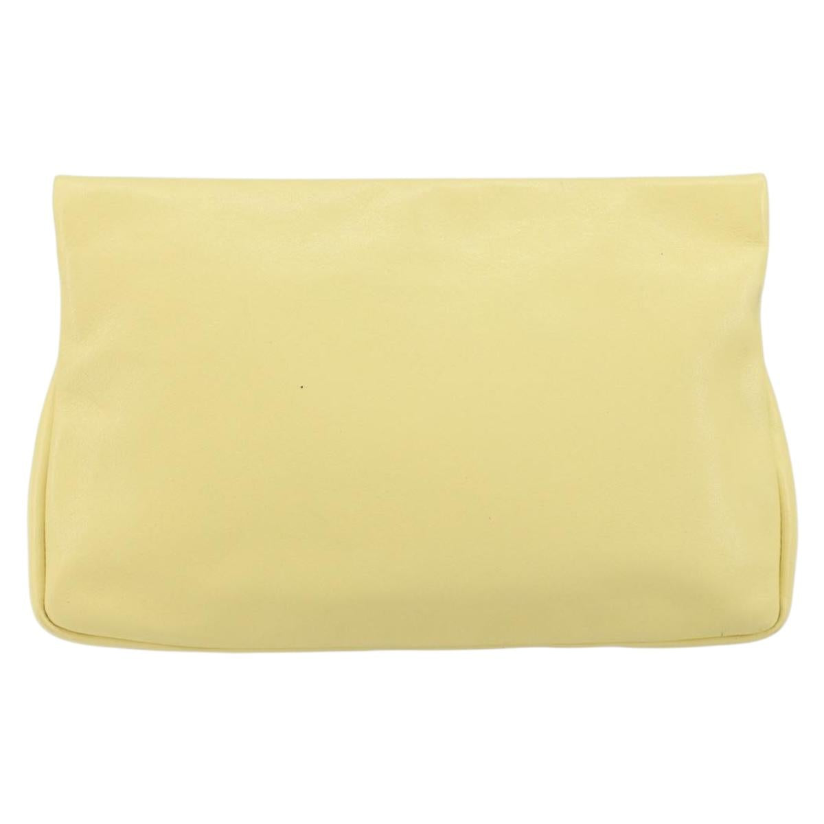 Jimmy Choo Studs Clutch Bag Leather Yellow Silver Auth BA6189