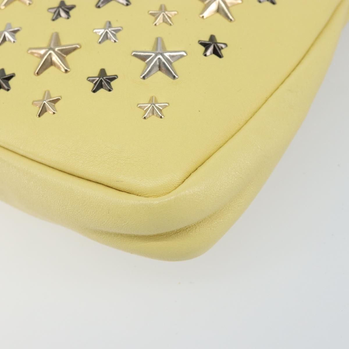 Jimmy Choo Studs Clutch Bag Leather Yellow Silver Auth BA6189