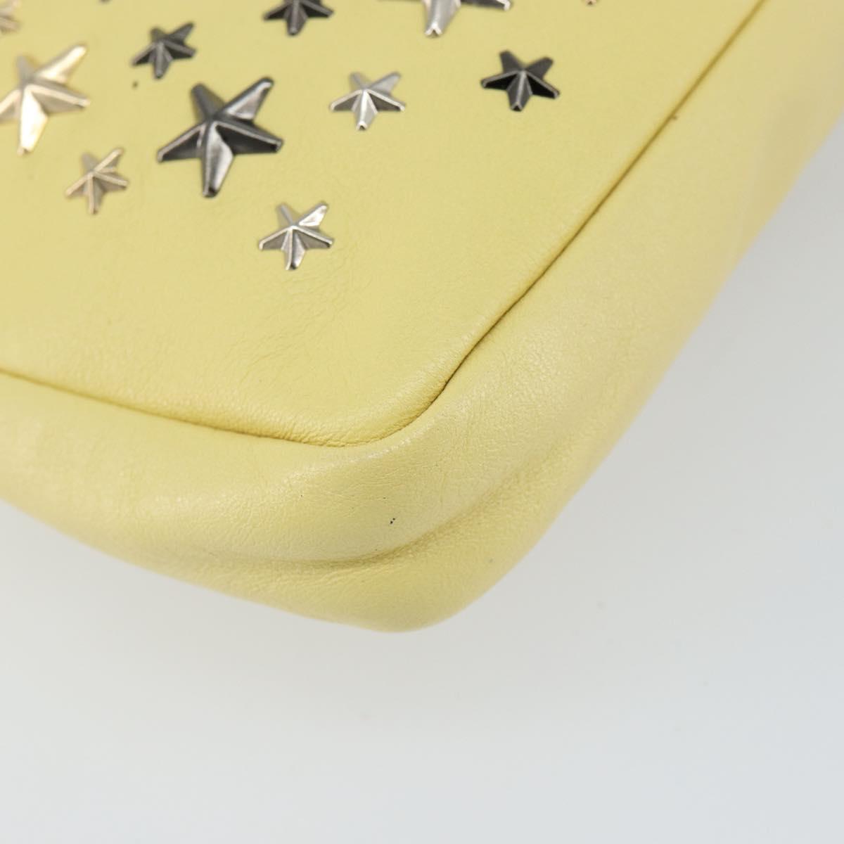 Jimmy Choo Studs Clutch Bag Leather Yellow Silver Auth BA6189