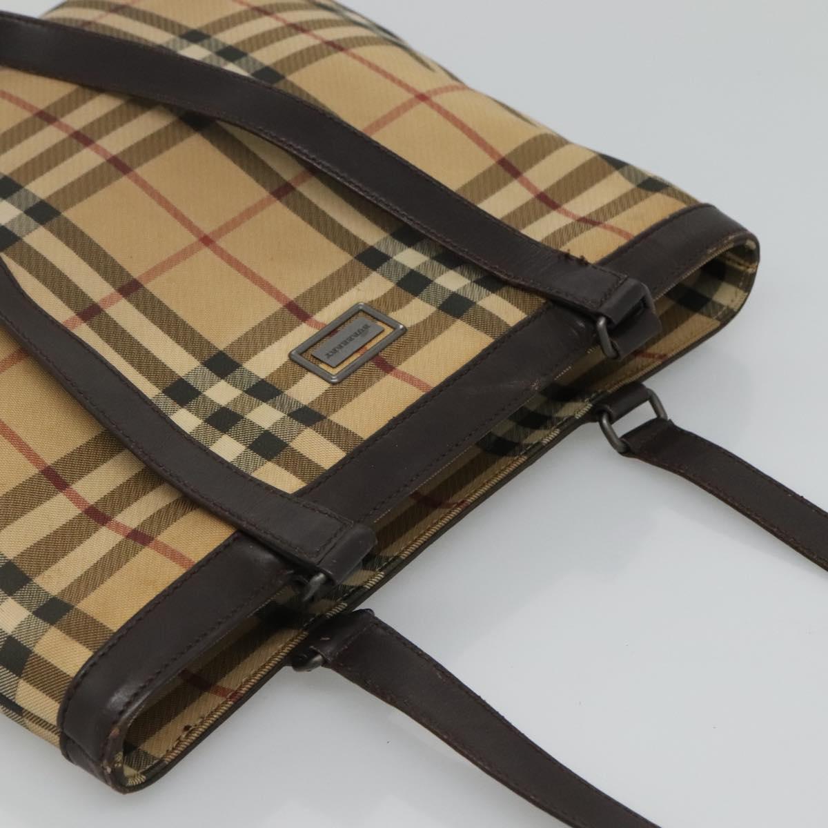 BURBERRY Nova Check Tote Bag PVC Beige Brown Auth BA619