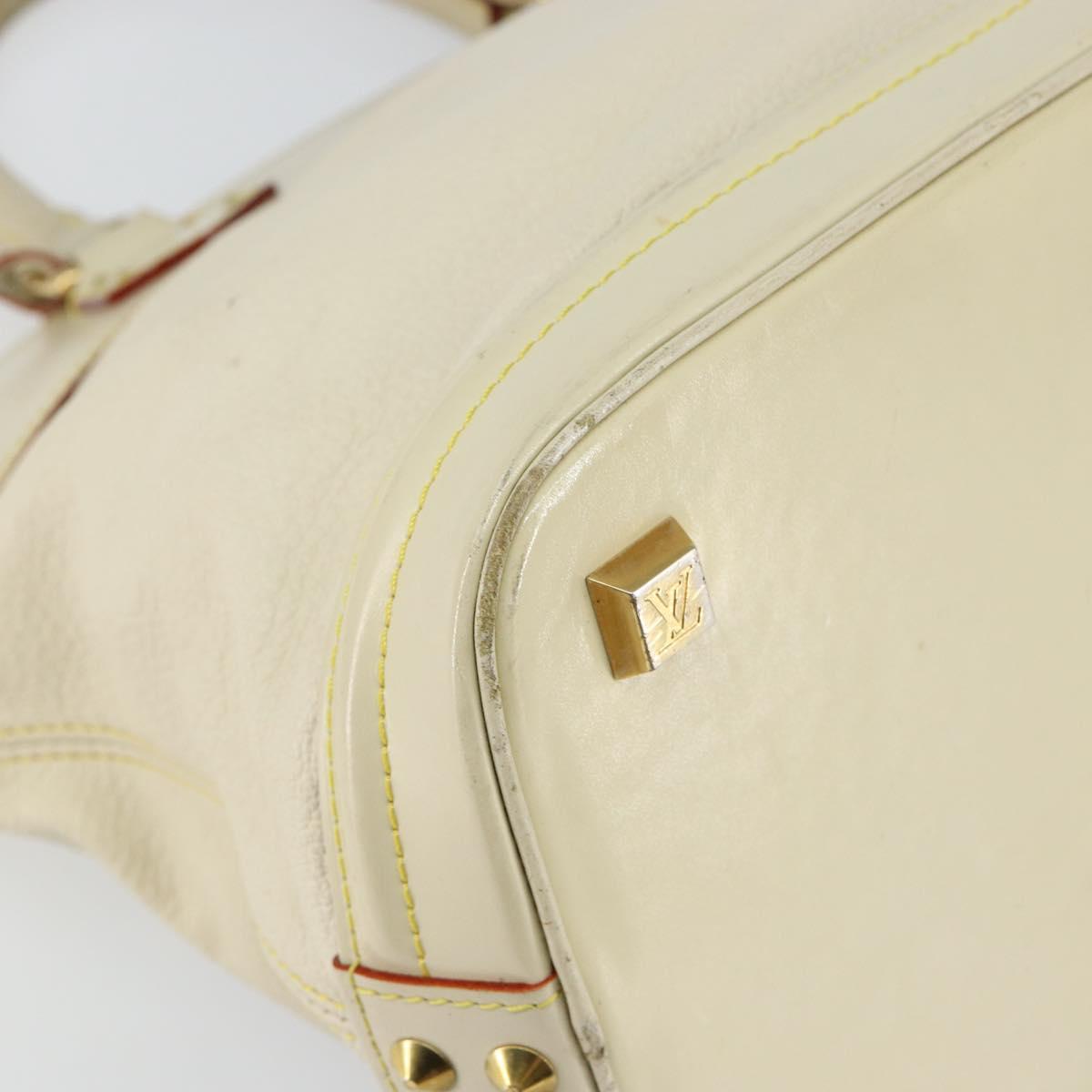 LOUIS VUITTON Suhari Lockit MM Hand Bag Leather White M91874 LV Auth BA6191