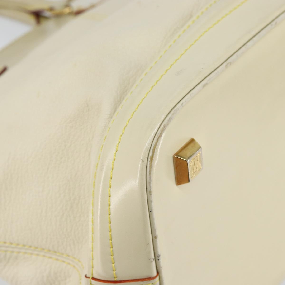 LOUIS VUITTON Suhari Lockit MM Hand Bag Leather White M91874 LV Auth BA6191