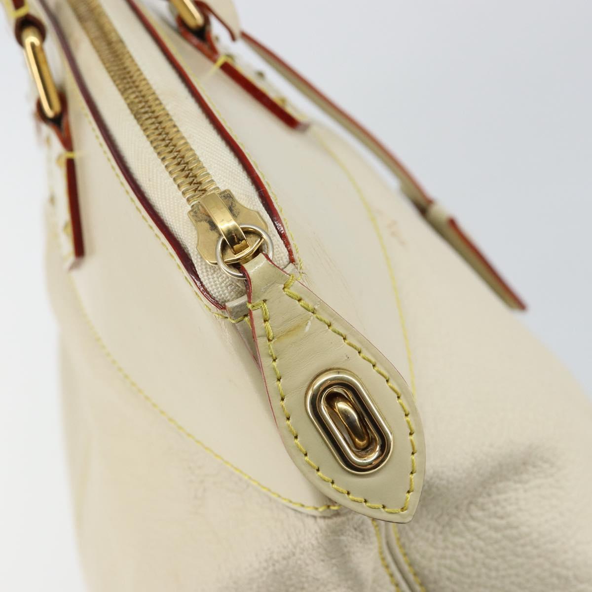 LOUIS VUITTON Suhari Lockit MM Hand Bag Leather White M91874 LV Auth BA6191