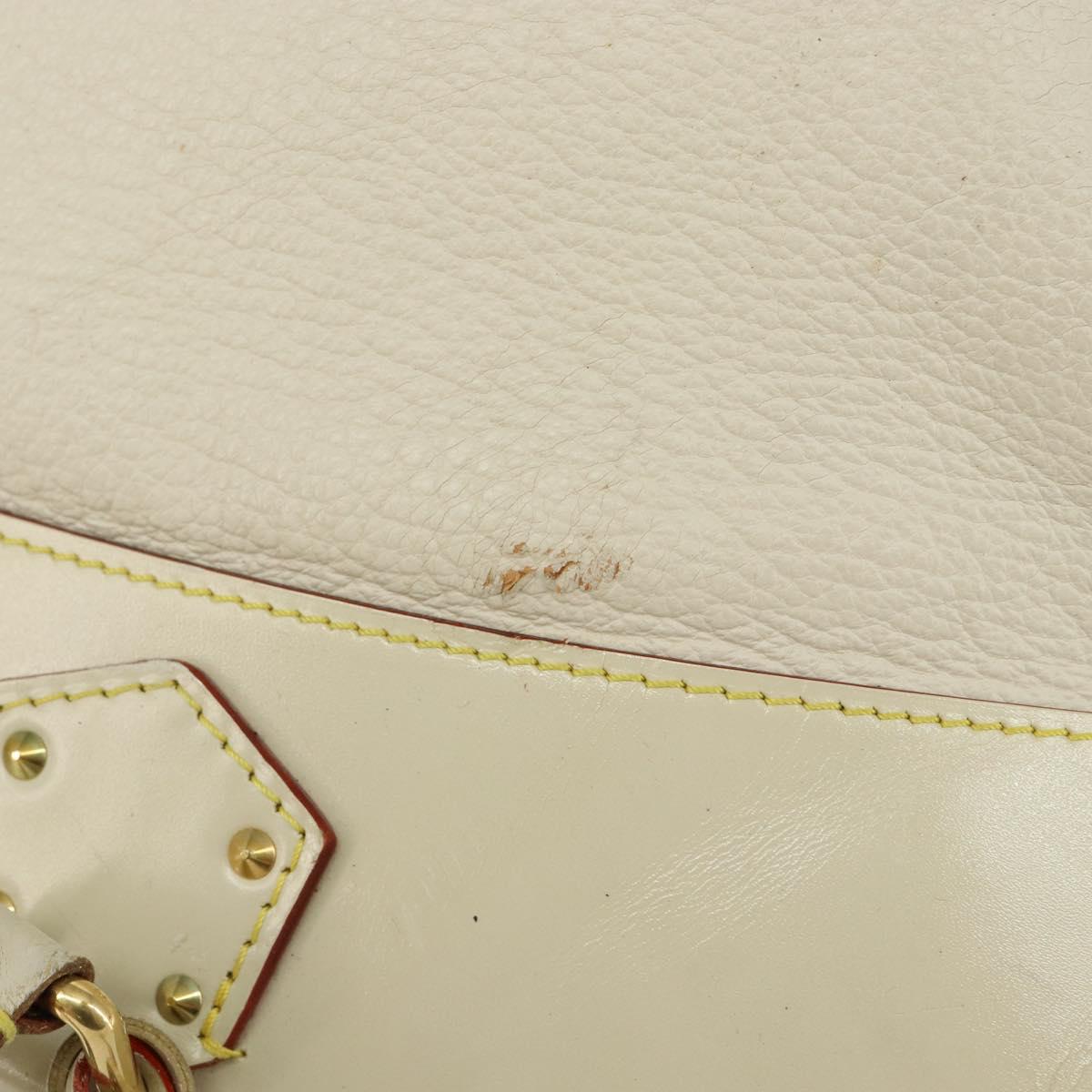 LOUIS VUITTON Suhari Lockit MM Hand Bag Leather White M91874 LV Auth BA6191