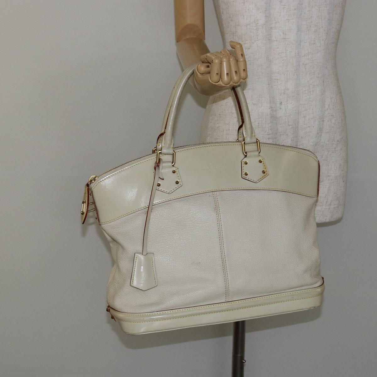 LOUIS VUITTON Suhari Lockit MM Hand Bag Leather White M91874 LV Auth BA6191