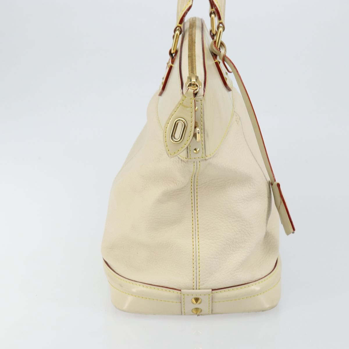 LOUIS VUITTON Suhari Lockit MM Hand Bag Leather White M91874 LV Auth BA6191