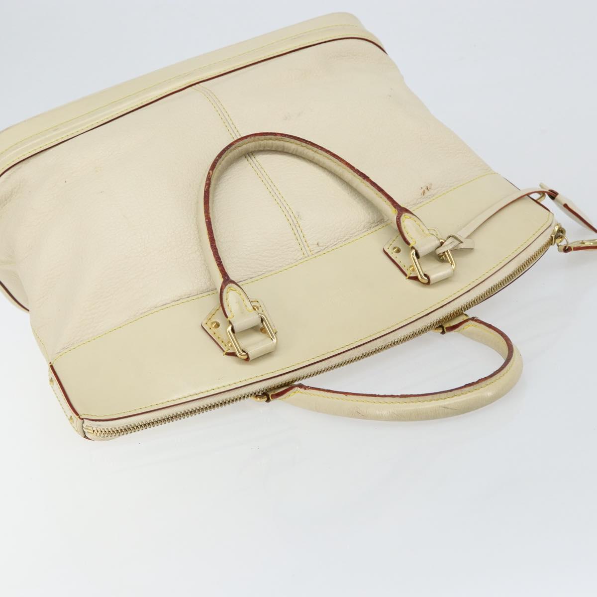 LOUIS VUITTON Suhari Lockit MM Hand Bag Leather White M91874 LV Auth BA6191