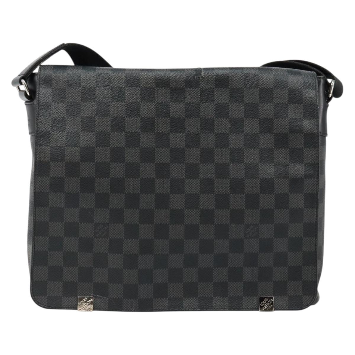 LOUIS VUITTON Damier Graphite District MM Shoulder Bag N41272 LV Auth BA6198